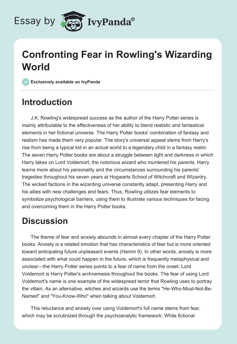 Confronting Fear in Rowling's Wizarding World. Page 1