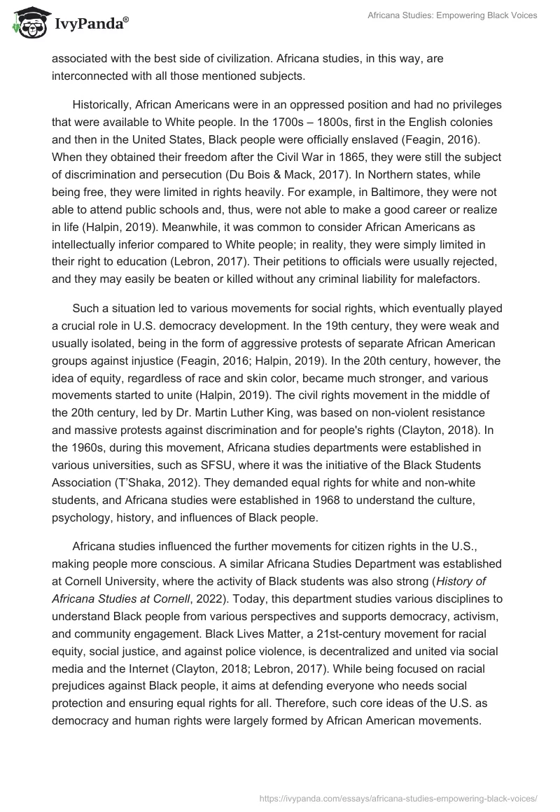 Africana Studies: Empowering Black Voices. Page 2