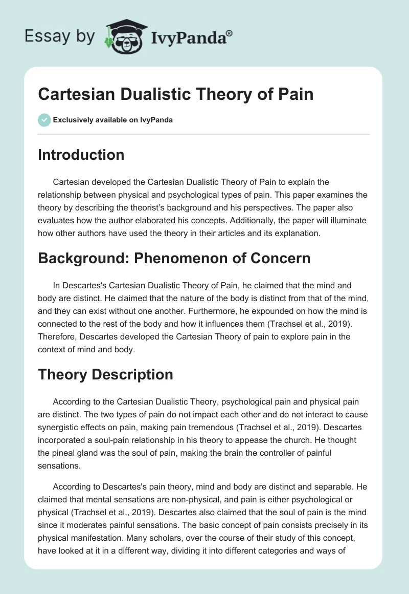 Cartesian Dualistic Theory of Pain. Page 1