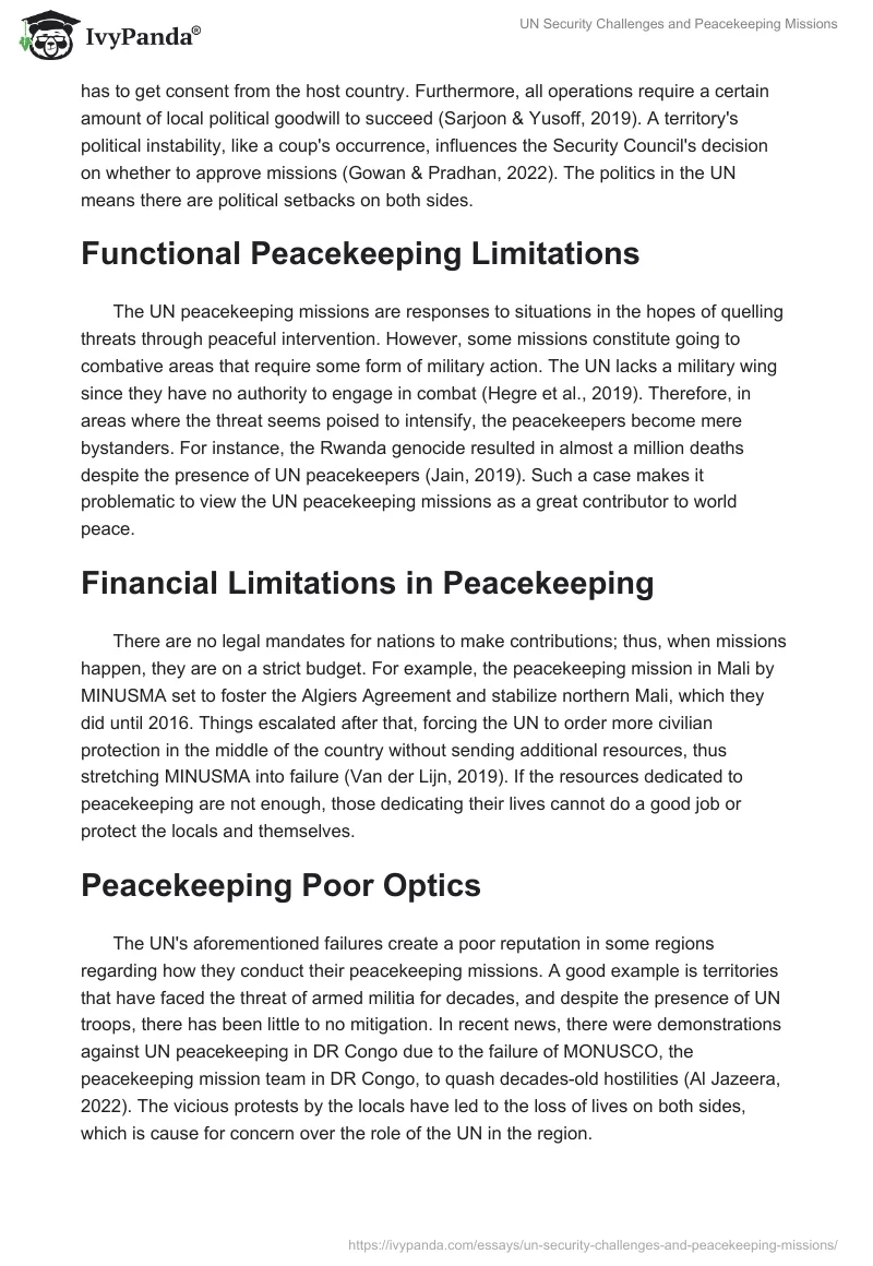 UN Security Challenges and Peacekeeping Missions. Page 2