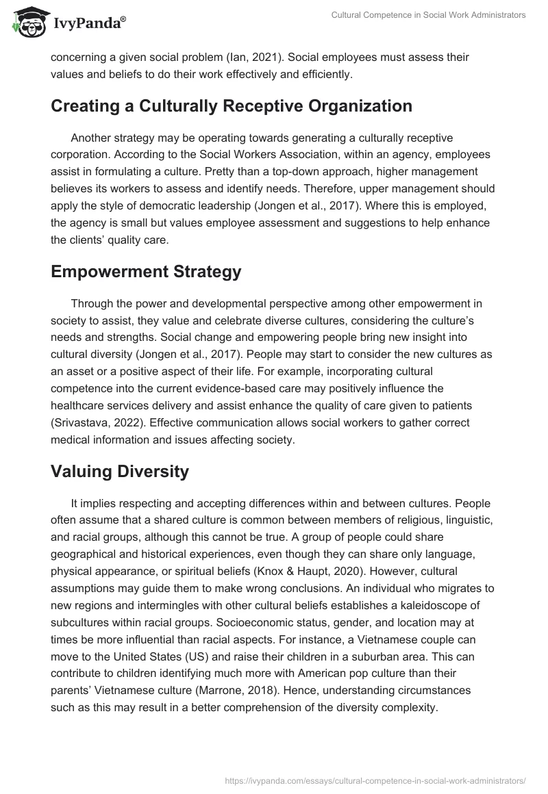 Cultural Competence in Social Work Administrators. Page 2