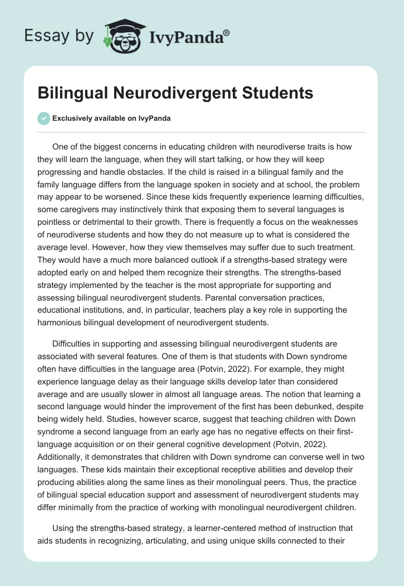 Bilingual Neurodivergent Students. Page 1