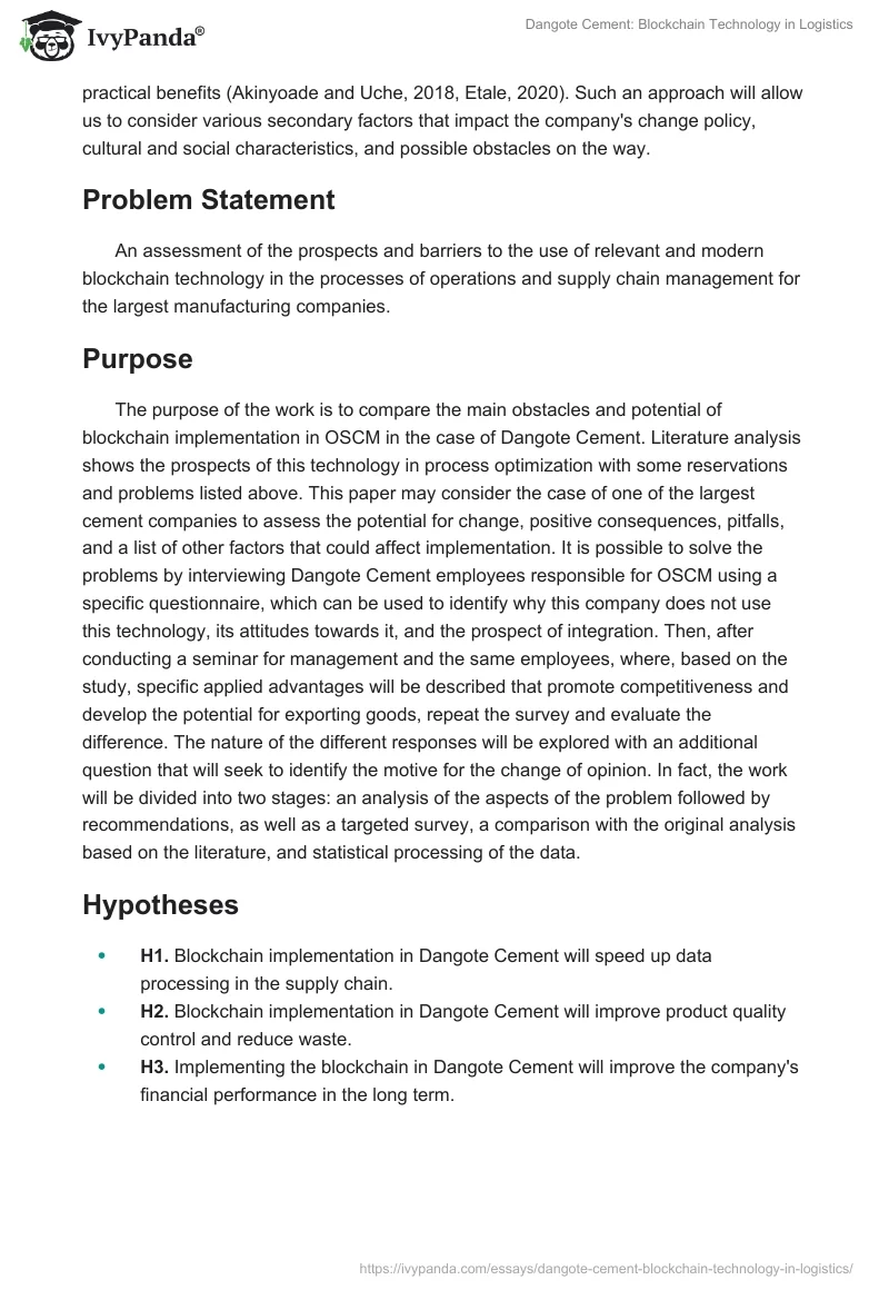 Dangote Cement: Blockchain Technology in Logistics. Page 2