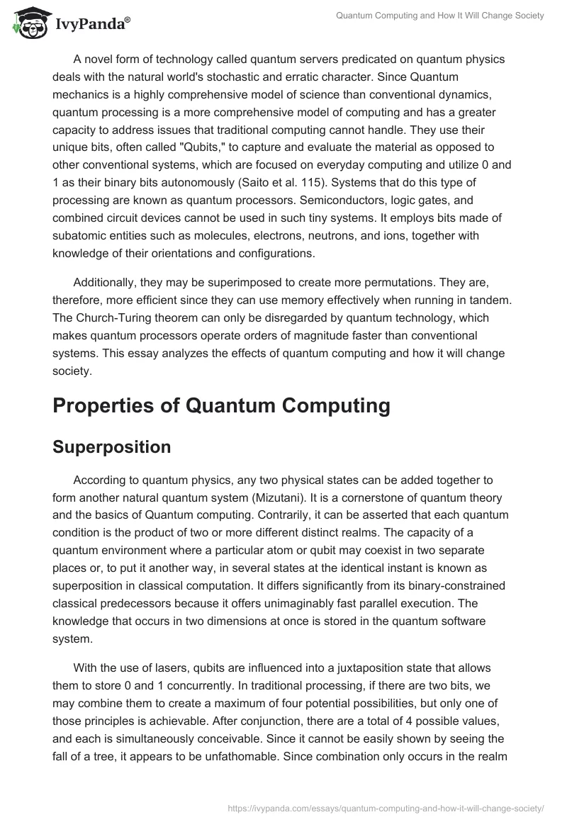 Quantum Computing and How It Will Change Society. Page 2