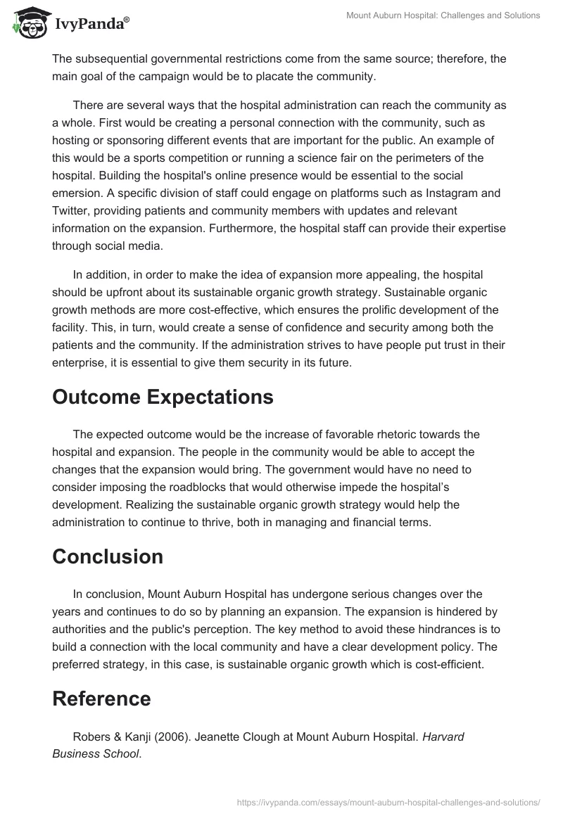 Mount Auburn Hospital: Challenges and Solutions. Page 2