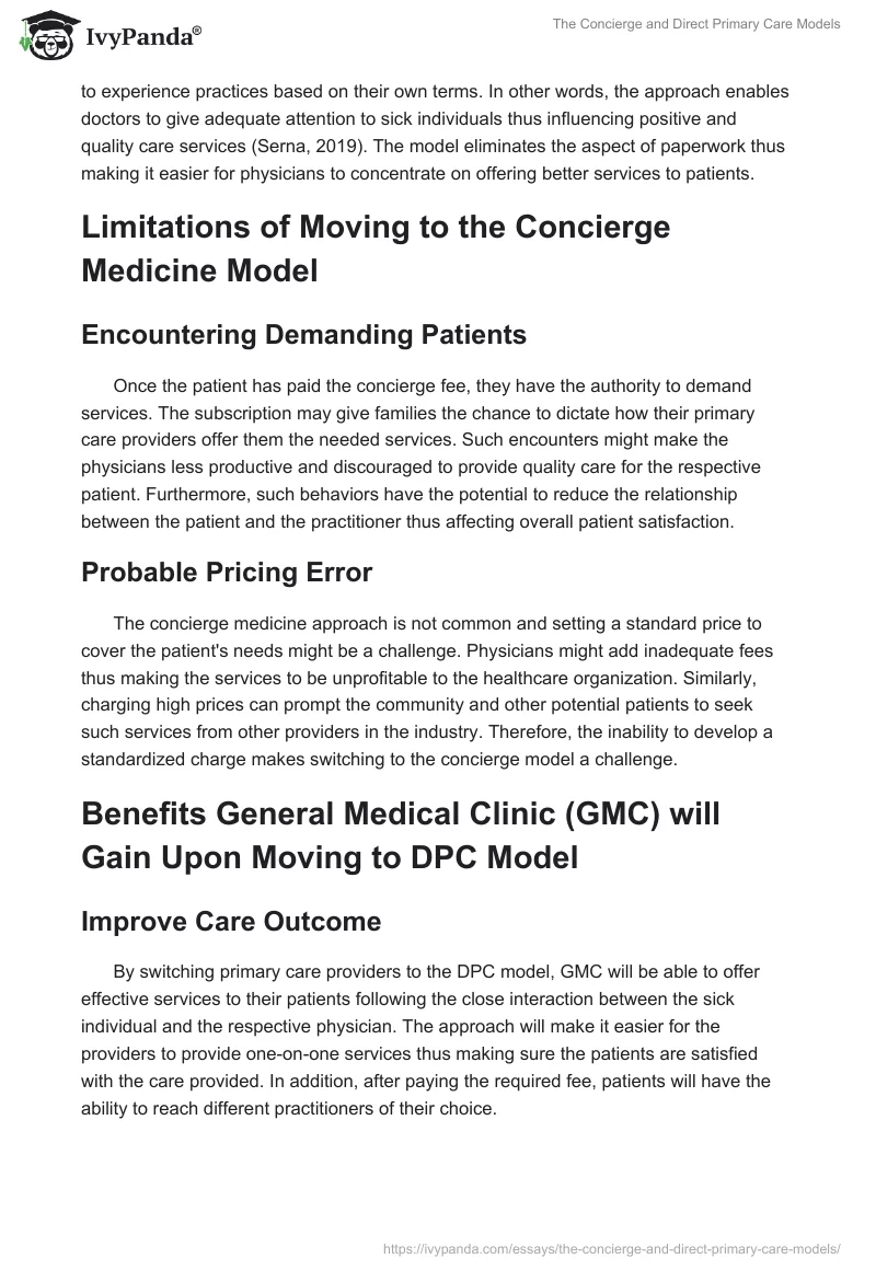 The Concierge and Direct Primary Care Models. Page 3