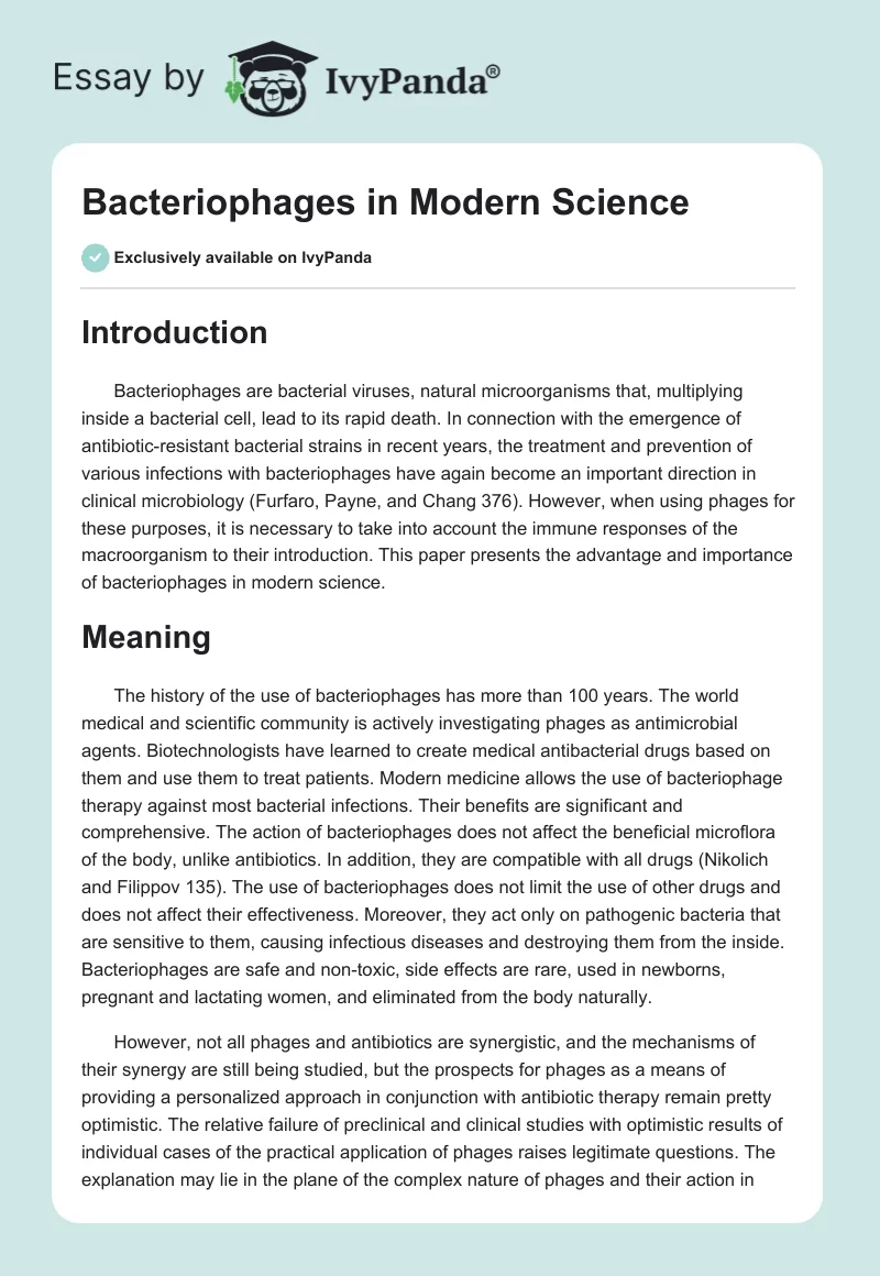 Bacteriophages in Modern Science. Page 1