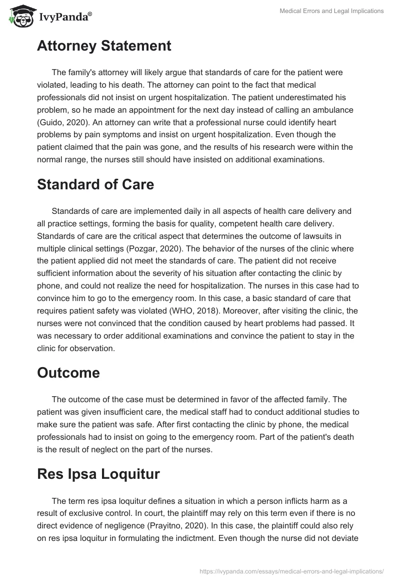 Medical Errors and Legal Implications. Page 2
