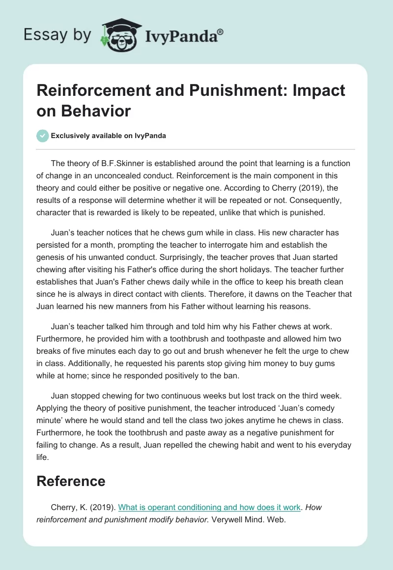 Reinforcement and Punishment: Impact on Behavior. Page 1