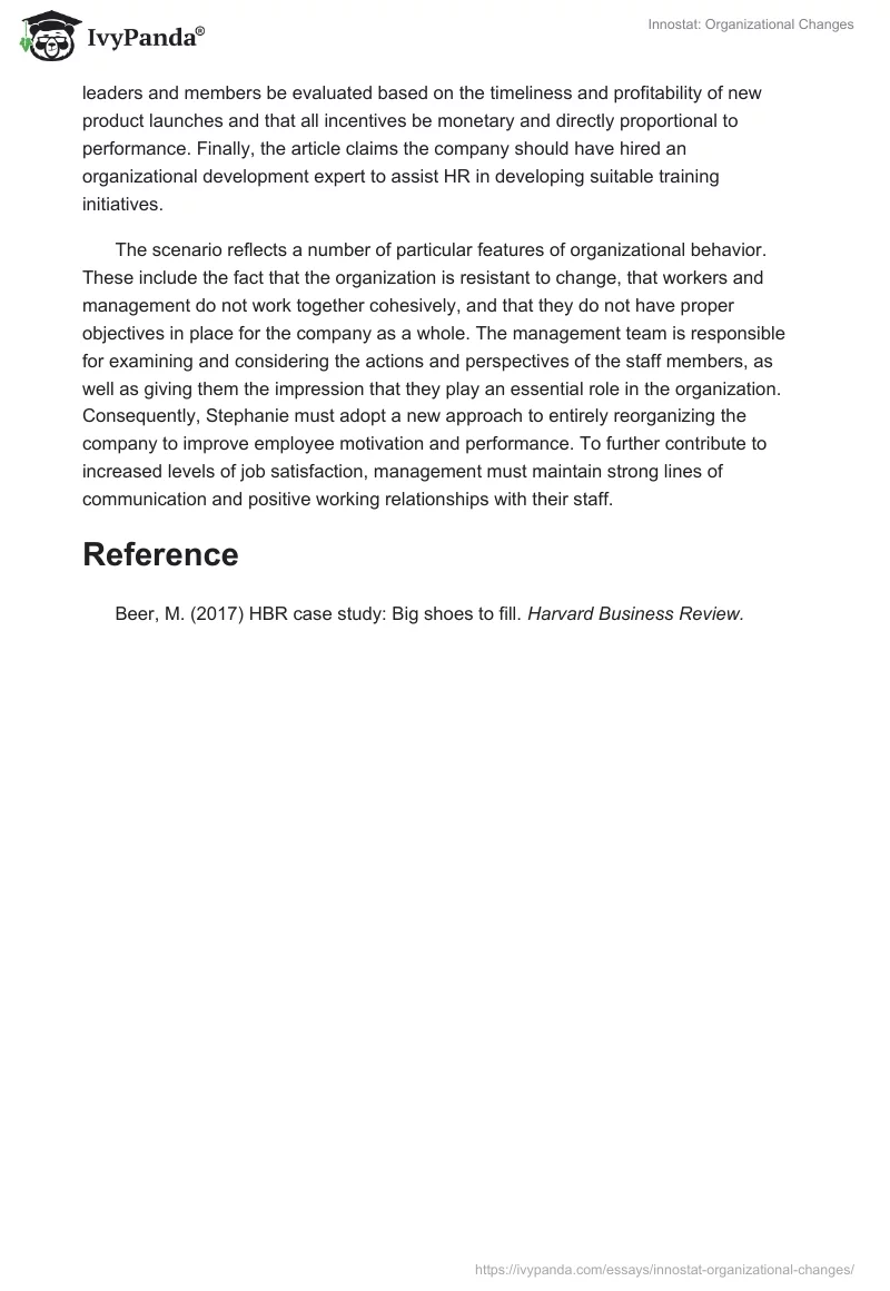Innostat: Organizational Changes. Page 2