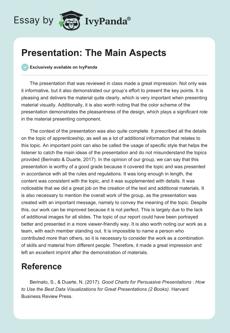 Presentation: The Main Aspects. Page 1