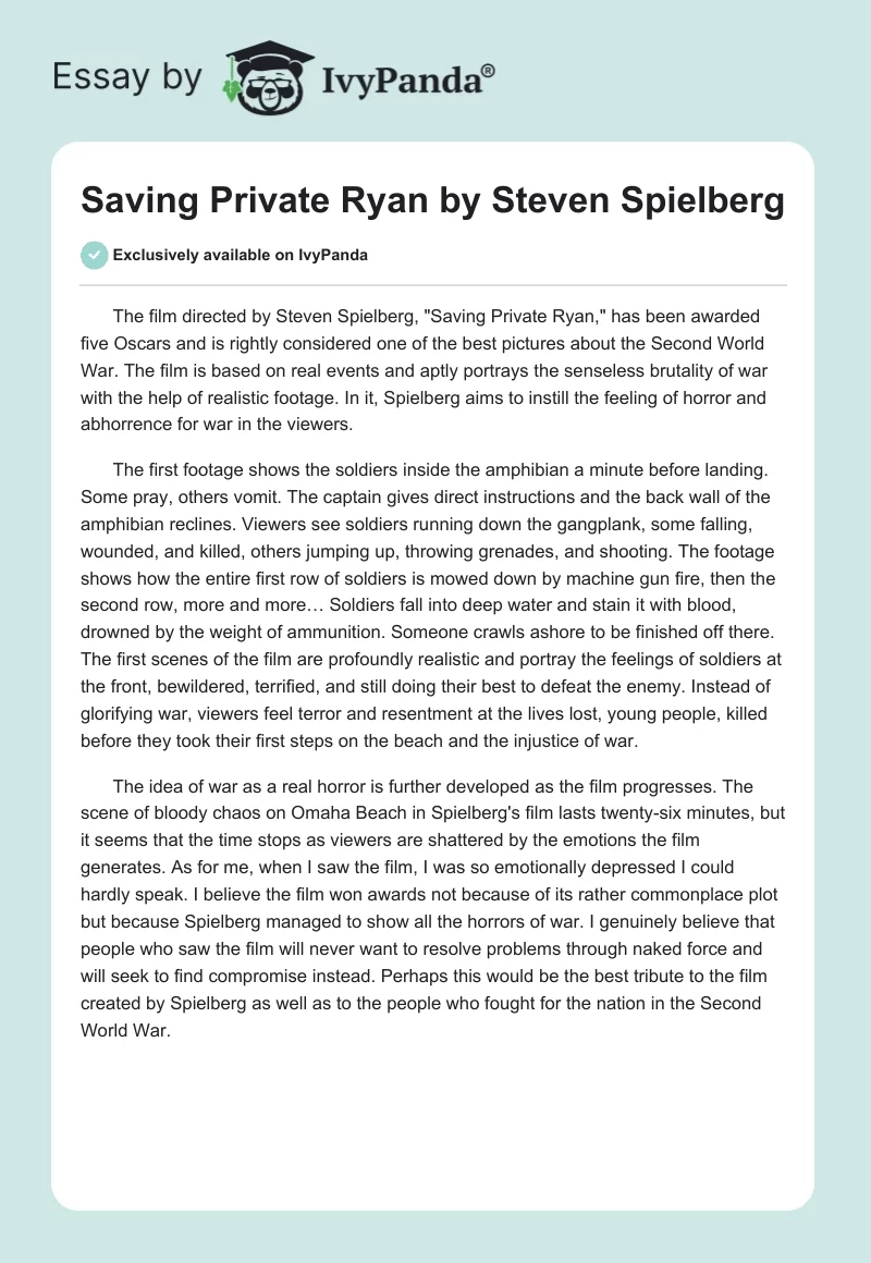 "Saving Private Ryan" by Steven Spielberg. Page 1