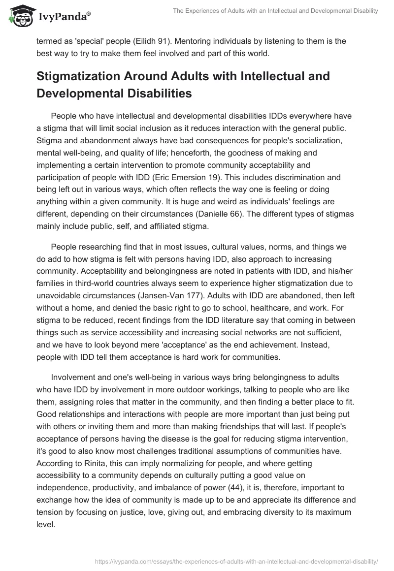 The Experiences of Adults with an Intellectual and Developmental Disability. Page 2