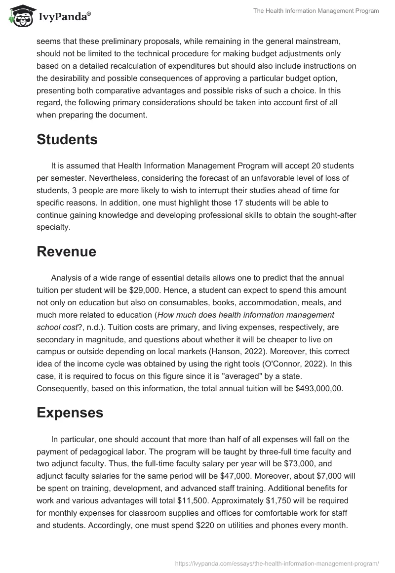 The Health Information Management Program. Page 2