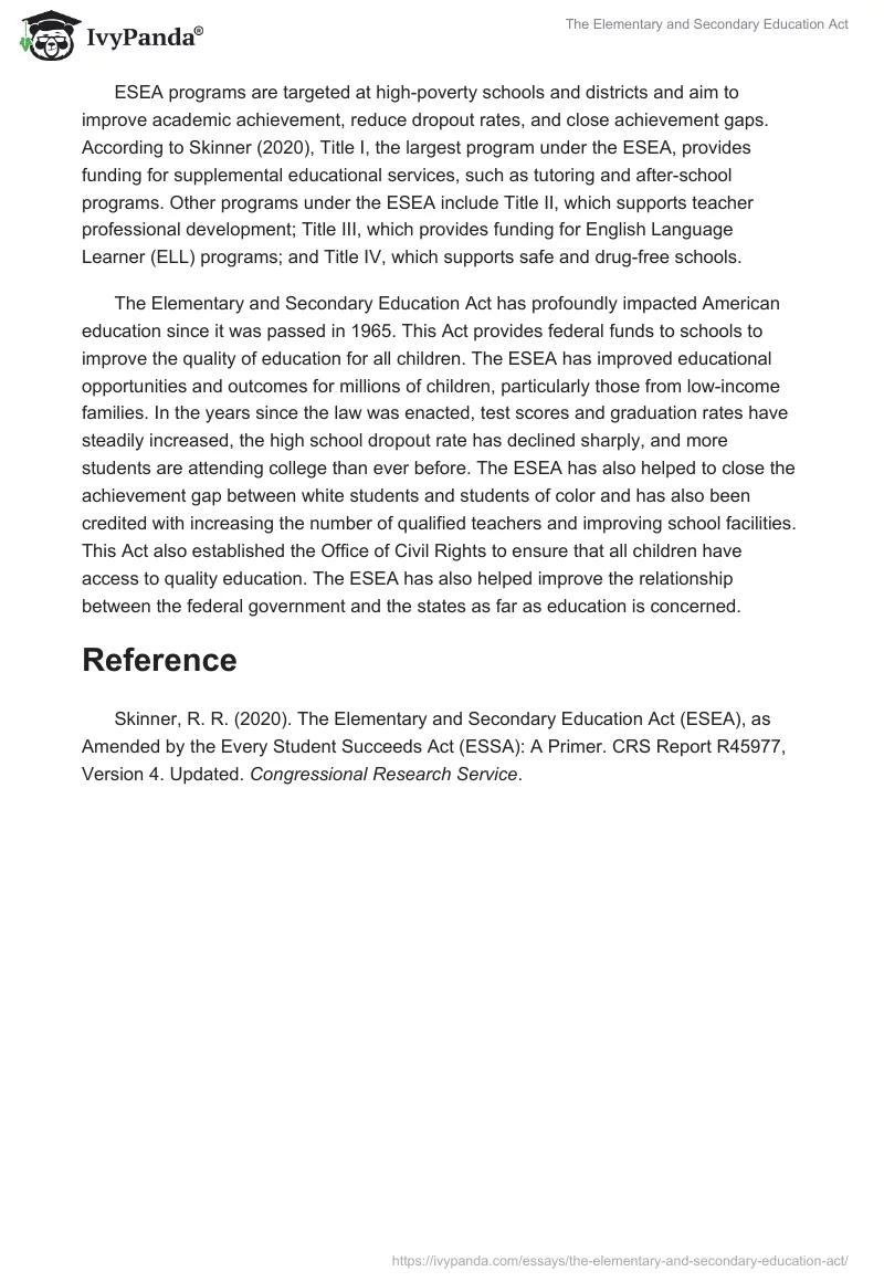 The Elementary and Secondary Education Act. Page 2