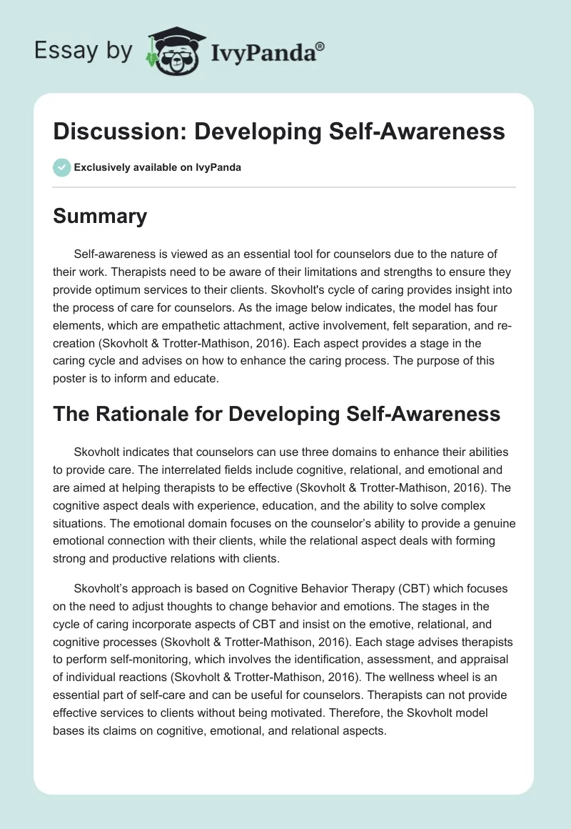 Discussion: Developing Self-Awareness. Page 1