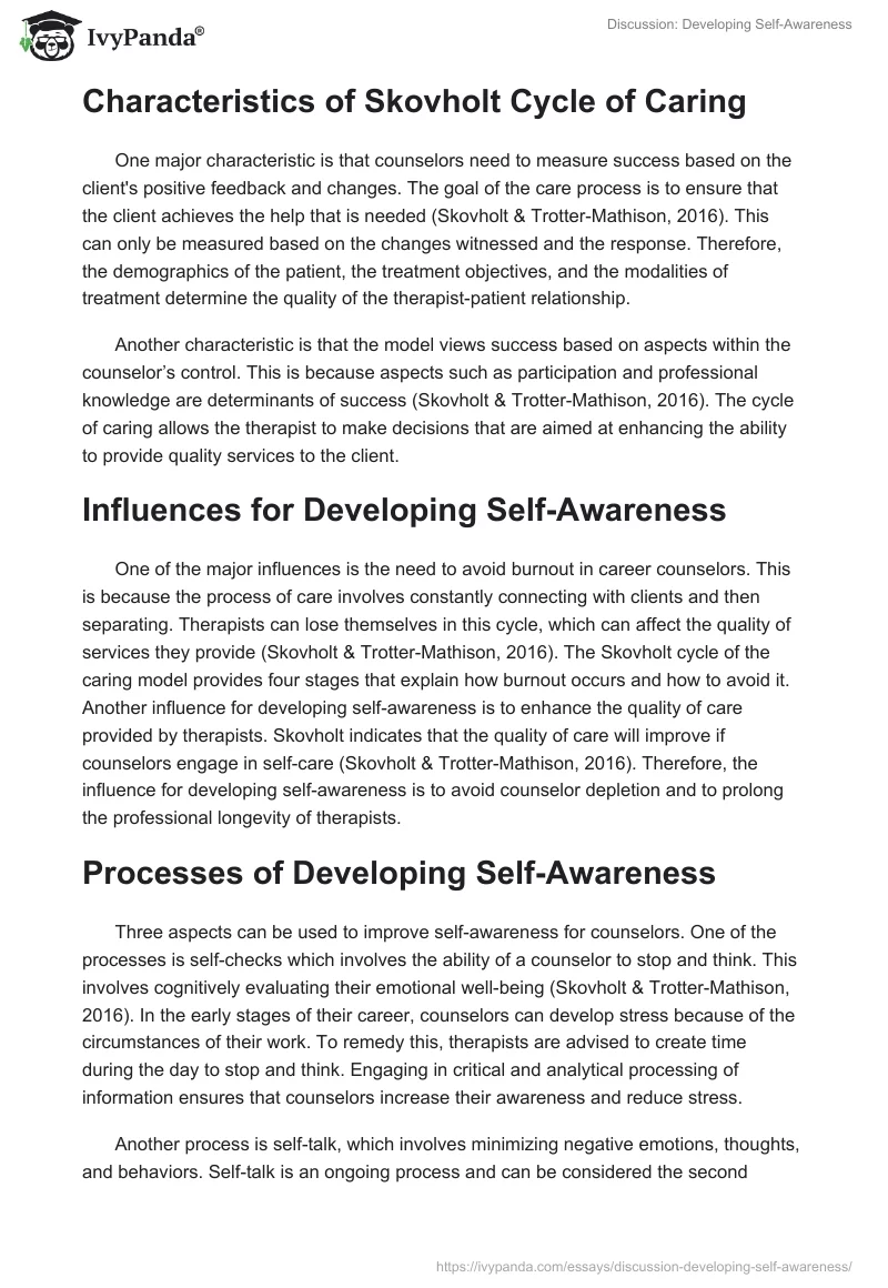 Discussion: Developing Self-Awareness. Page 2