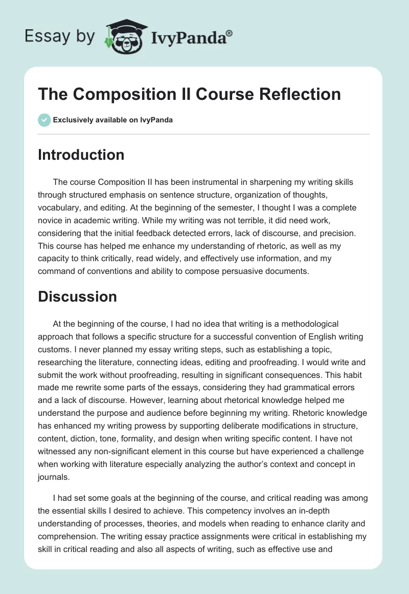 The Composition II Course Reflection. Page 1