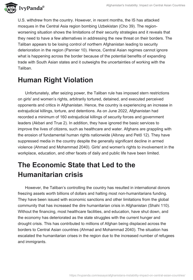 Afghanistan's Instability: Impact on Central Asian Countries. Page 2