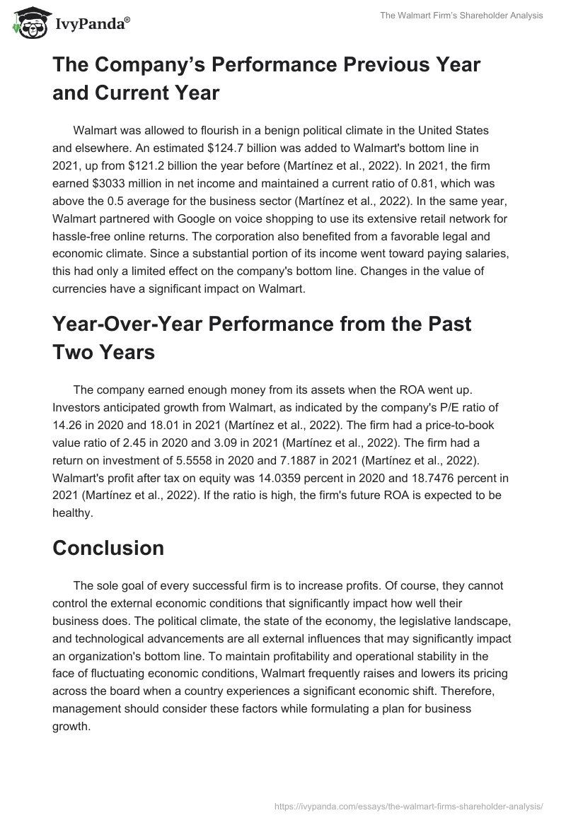 The Walmart Firm’s Shareholder Analysis. Page 2