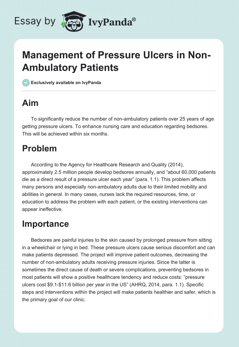 Management of Pressure Ulcers in Non-Ambulatory Patients. Page 1