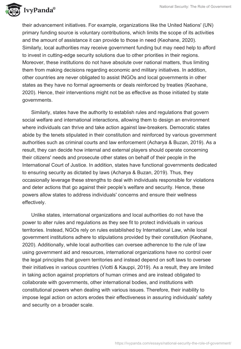 National Security: The Role of Government. Page 2