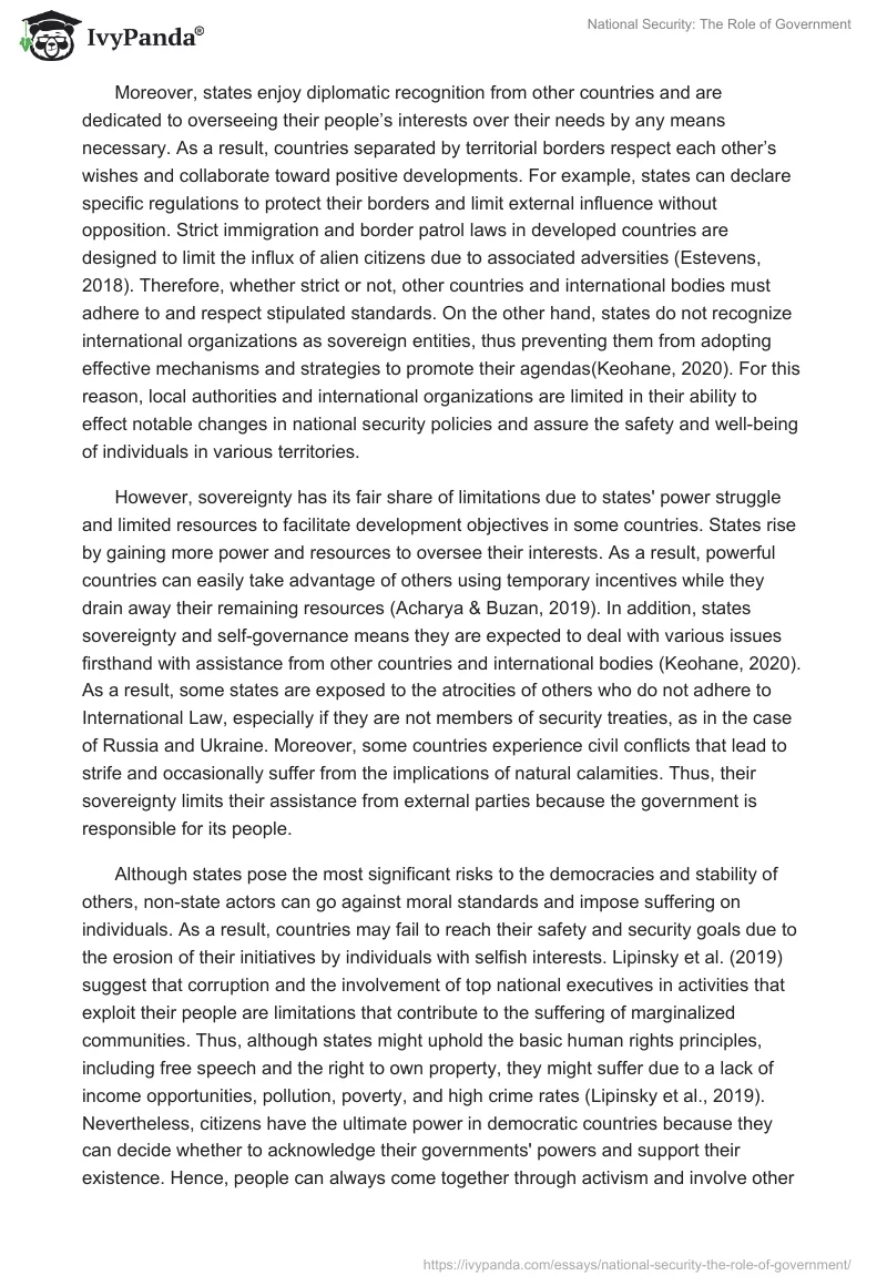 National Security: The Role of Government. Page 3
