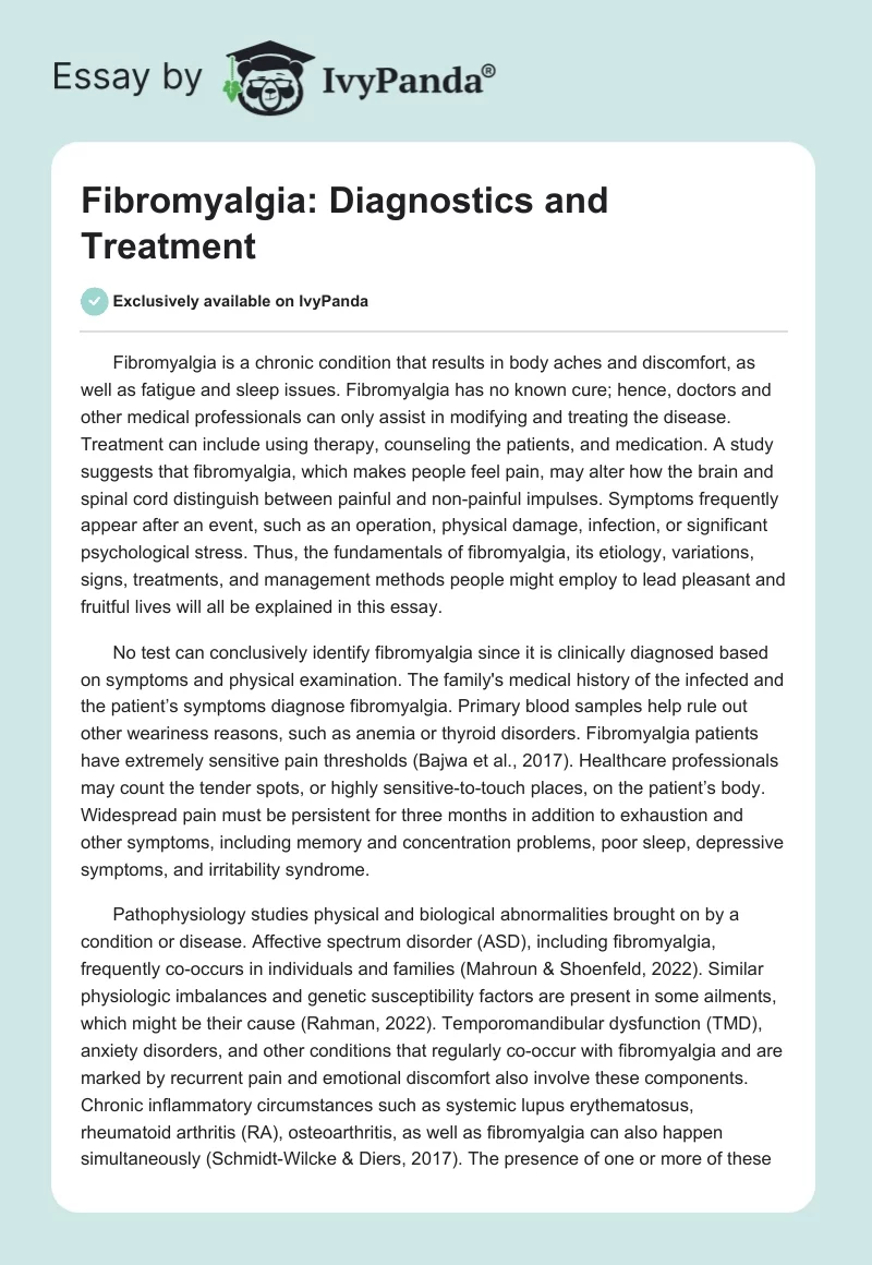 Fibromyalgia: Diagnostics and Treatment. Page 1