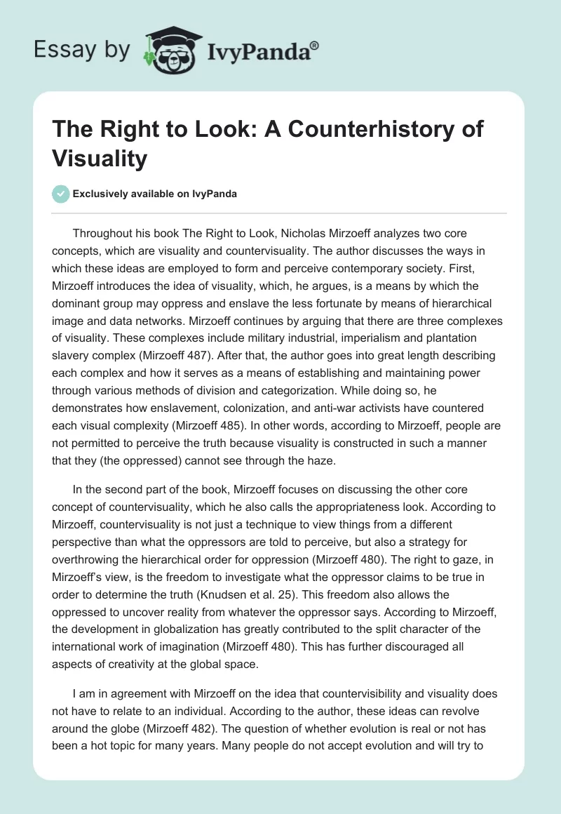 The Right to Look: A Counterhistory of Visuality. Page 1