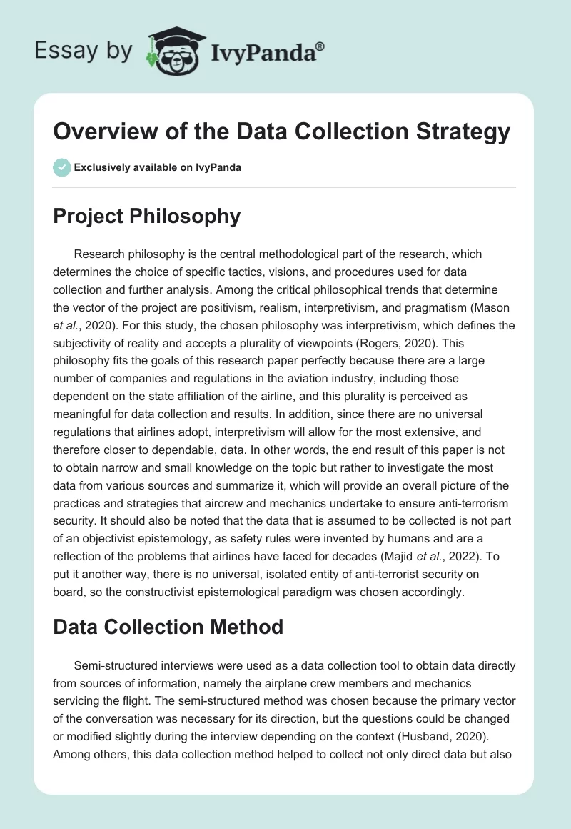 Overview of the Data Collection Strategy. Page 1