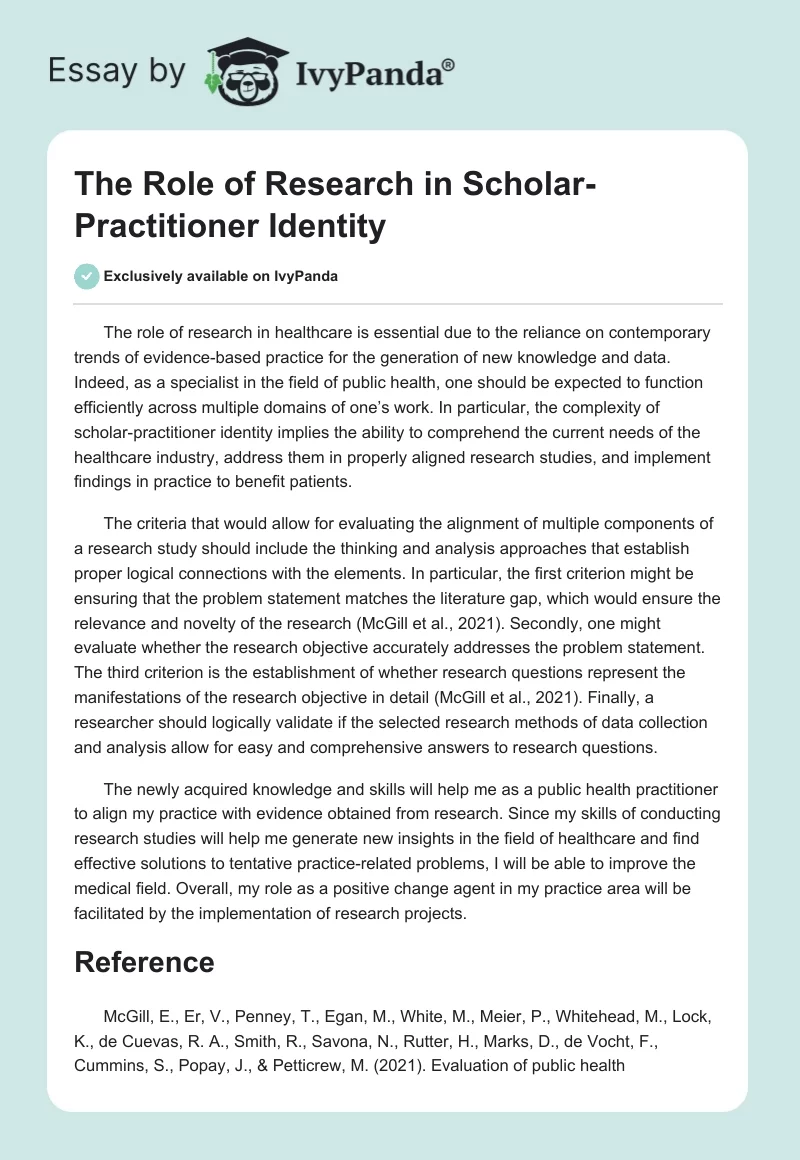The Role of Research in Scholar-Practitioner Identity. Page 1