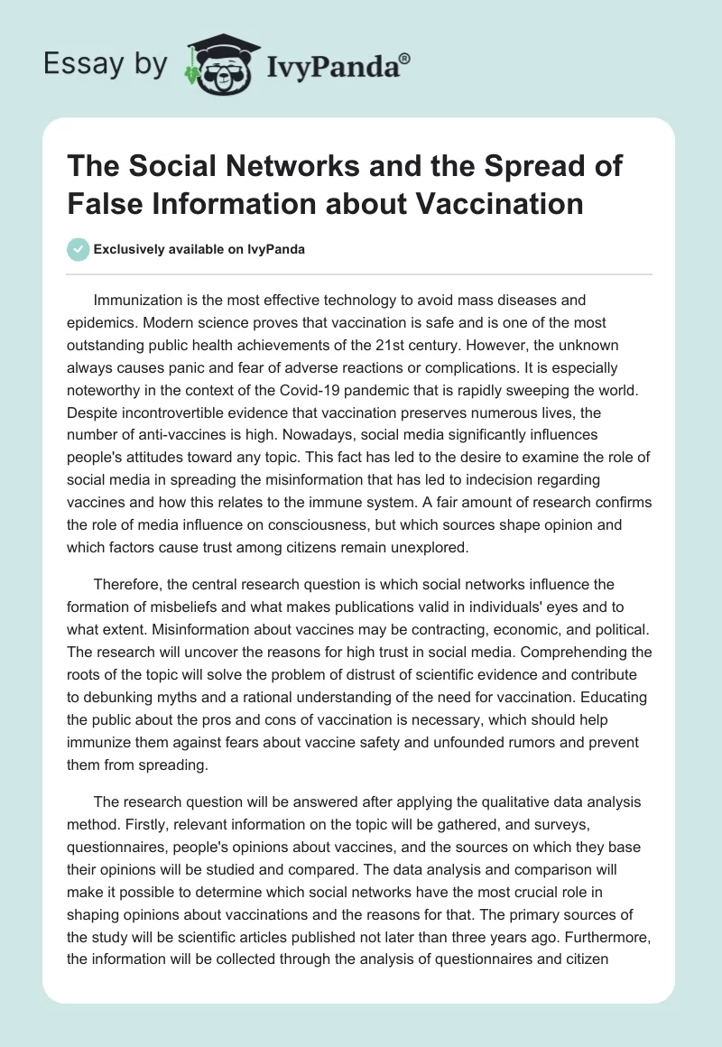 The Social Networks and the Spread of False Information about Vaccination. Page 1