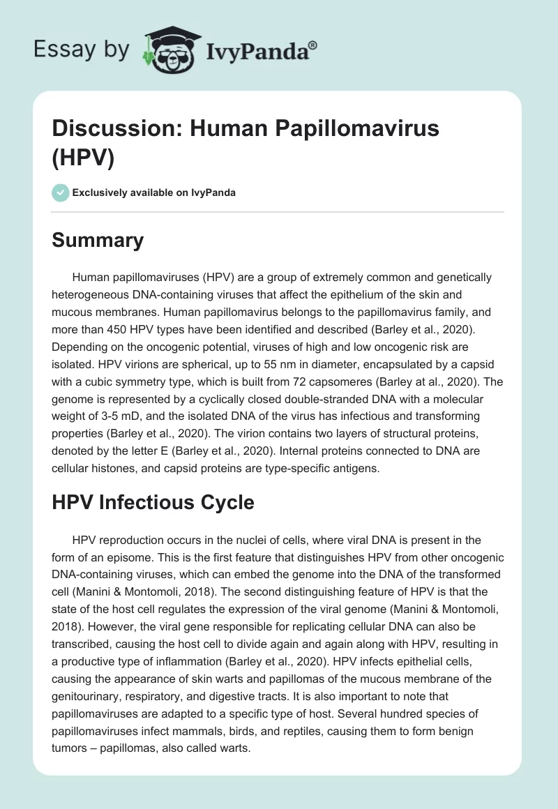 Discussion: Human Papillomavirus (HPV). Page 1
