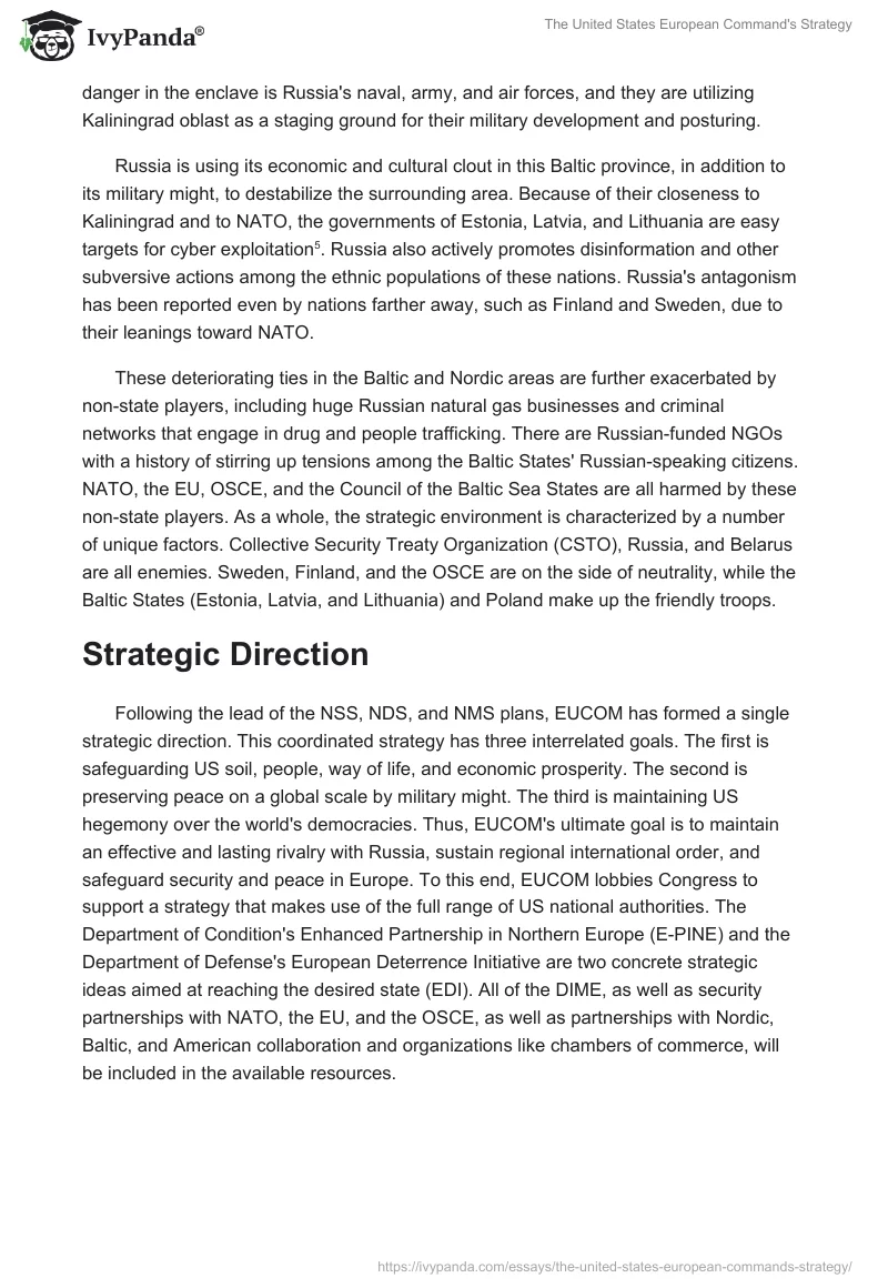 The United States European Command's Strategy. Page 2