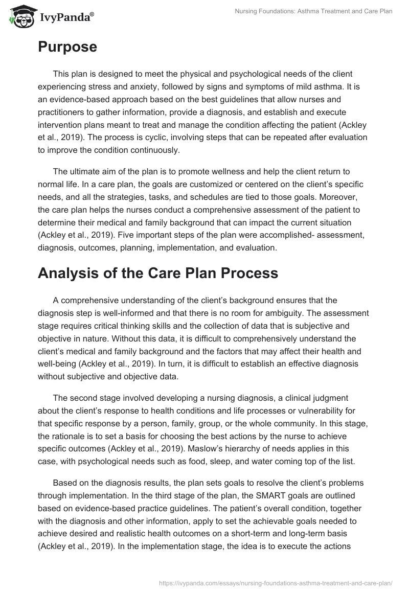 Nursing Foundations: Asthma Treatment and Care Plan. Page 2