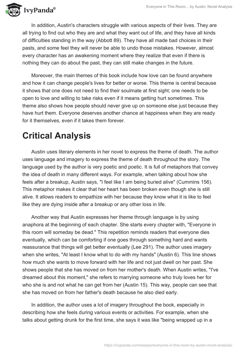 "Everyone in This Room..." by Austin: Novel Analysis. Page 2