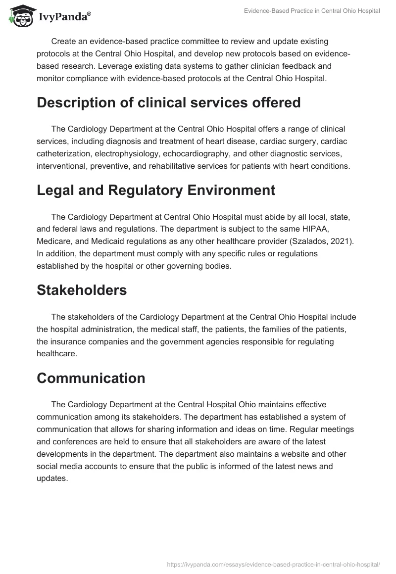 Evidence-Based Practice in Central Ohio Hospital. Page 3