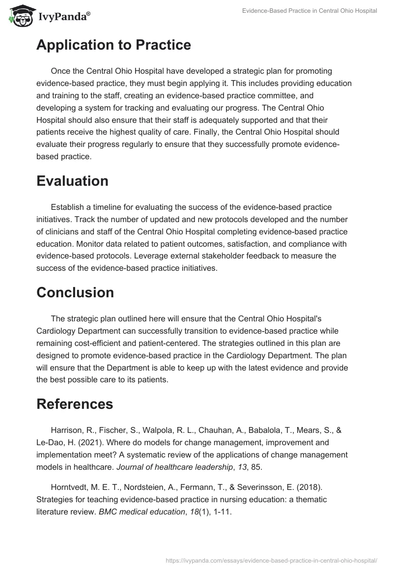 Evidence-Based Practice in Central Ohio Hospital. Page 4