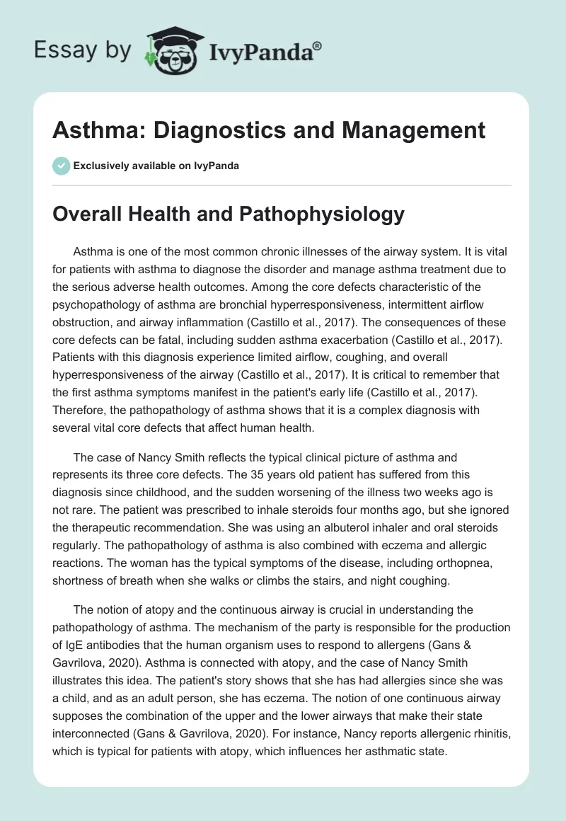 Asthma: Diagnostics and Management. Page 1