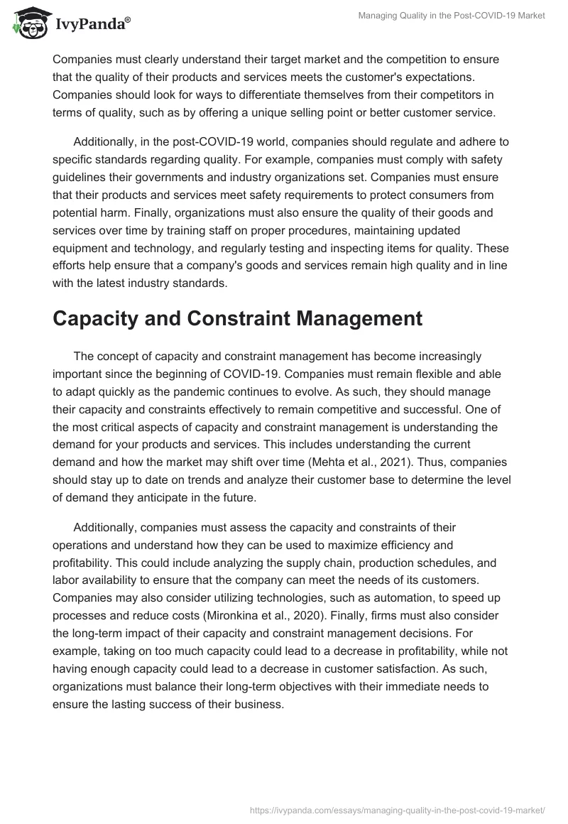 Managing Quality in the Post-COVID-19 Market. Page 2