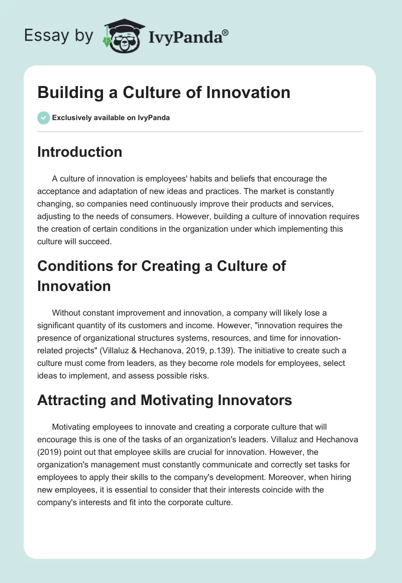 Building a Culture of Innovation. Page 1
