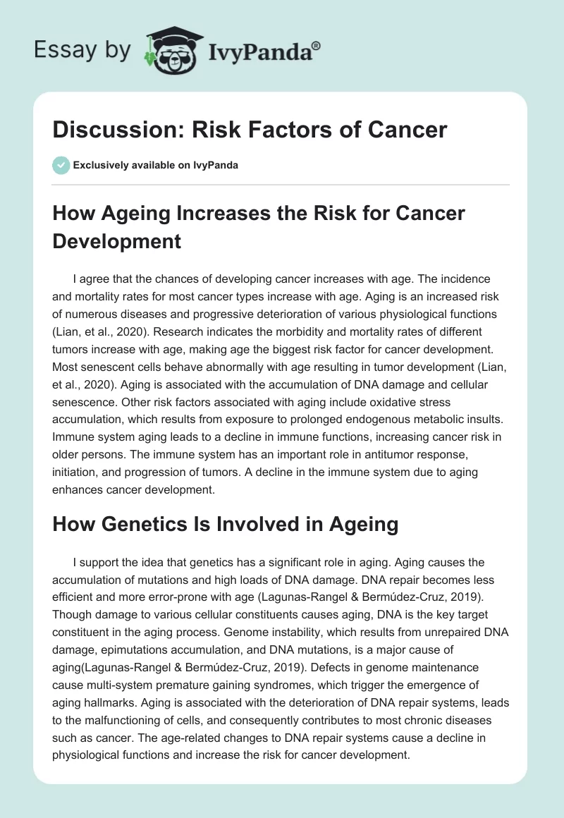 Discussion: Risk Factors of Cancer. Page 1