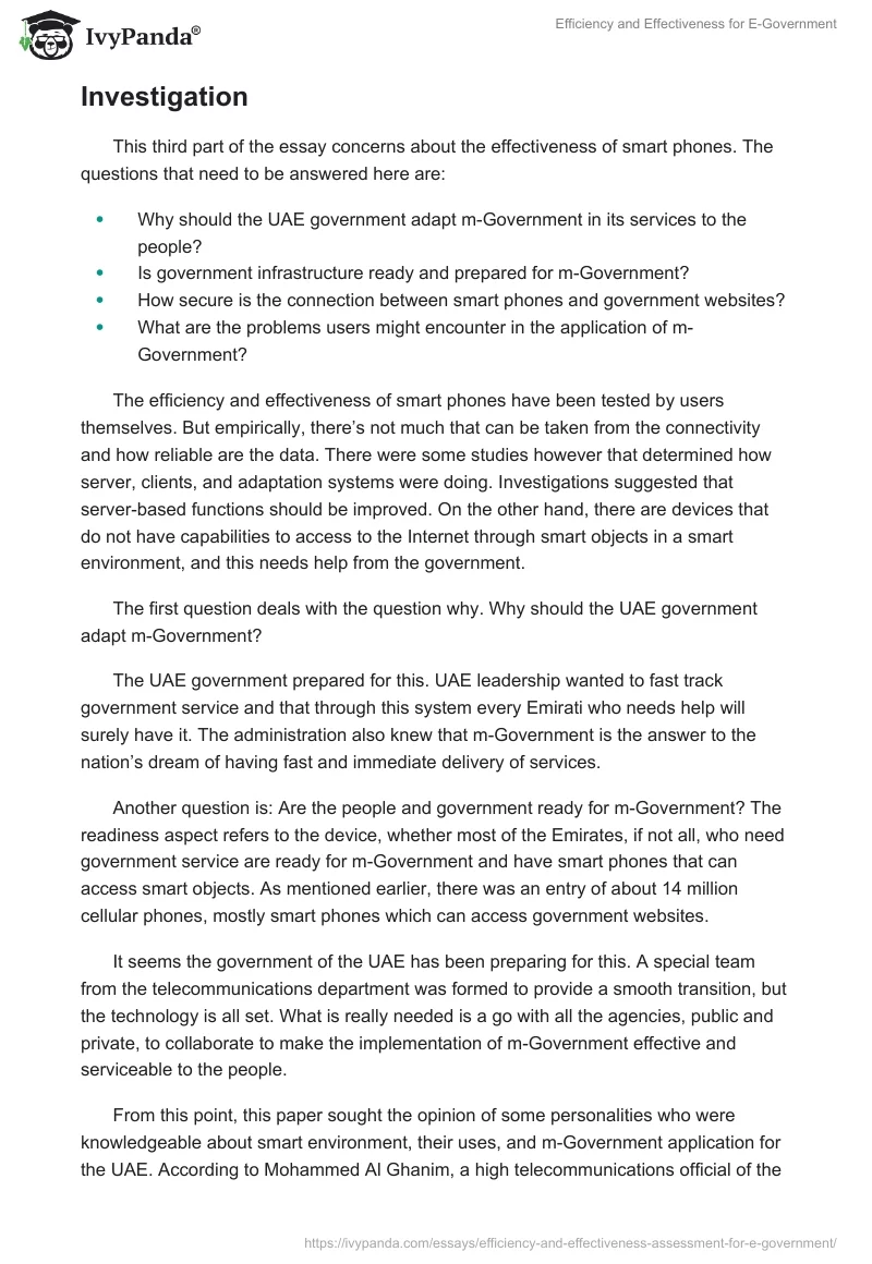 Efficiency and Effectiveness for E-Government. Page 5