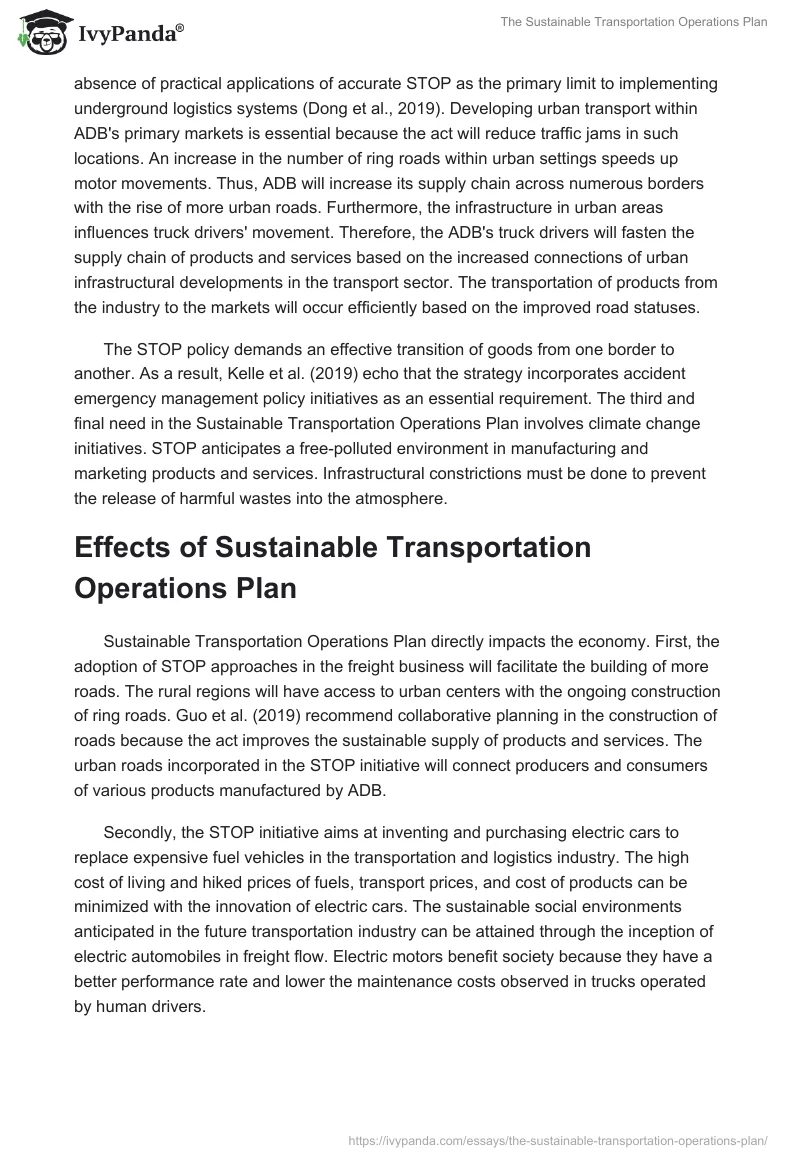 The Sustainable Transportation Operations Plan. Page 2