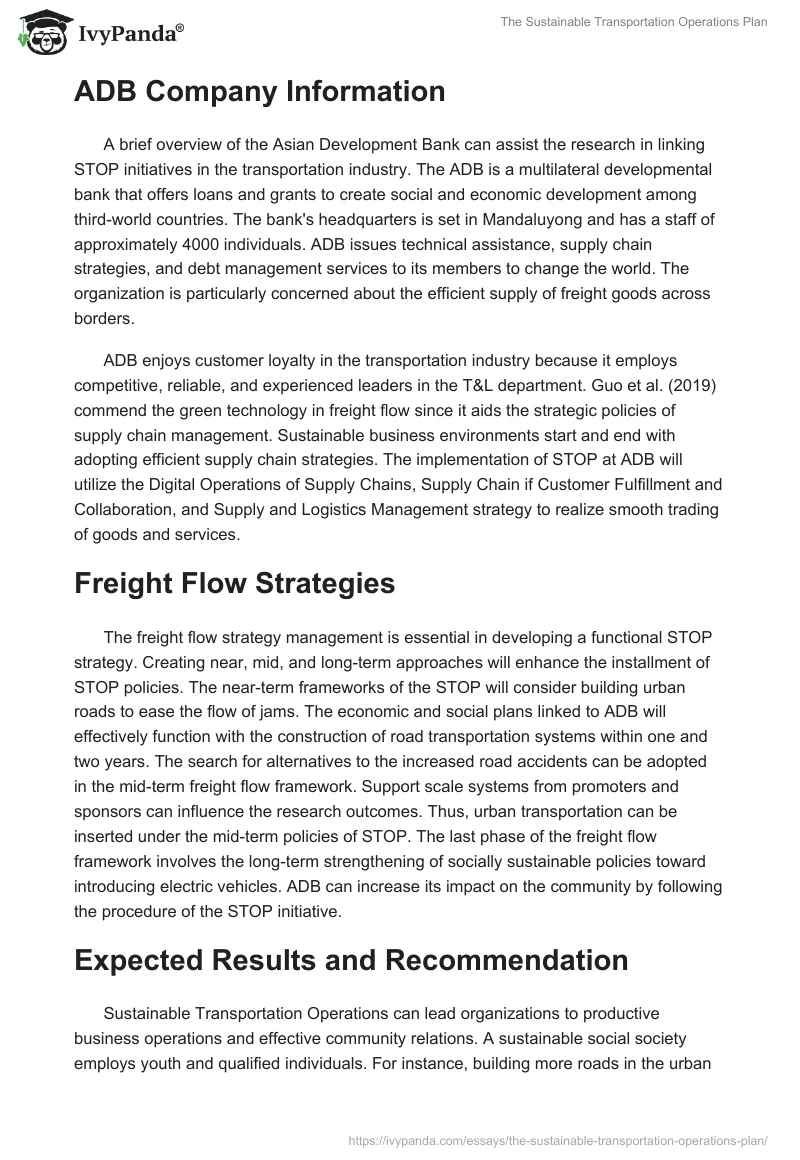 The Sustainable Transportation Operations Plan. Page 3