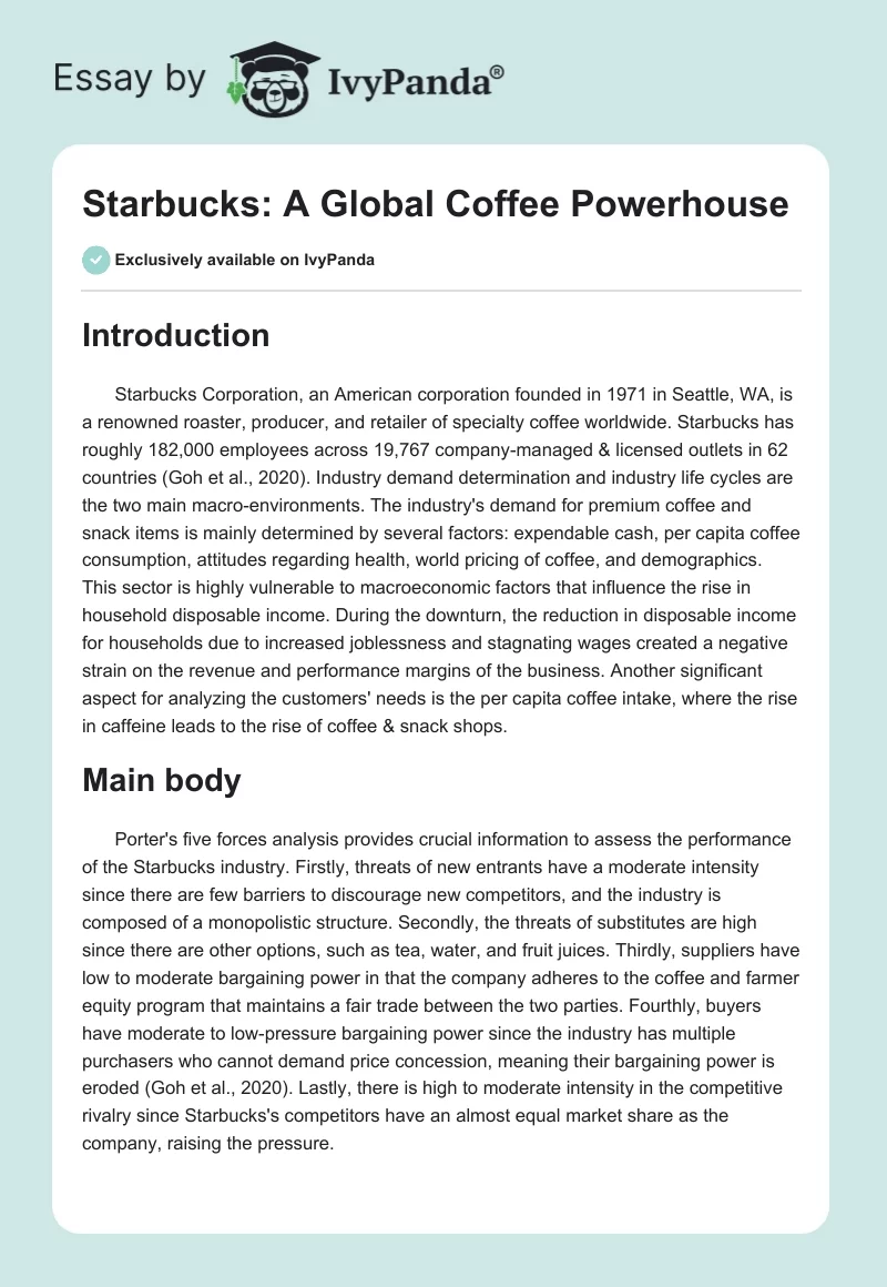 Starbucks: A Global Coffee Powerhouse. Page 1