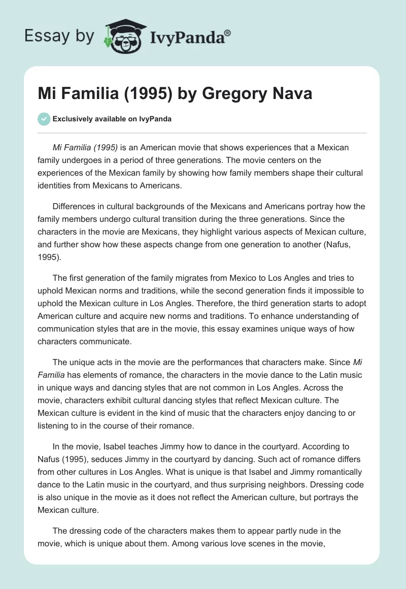 "Mi Familia" (1995) by Gregory Nava. Page 1