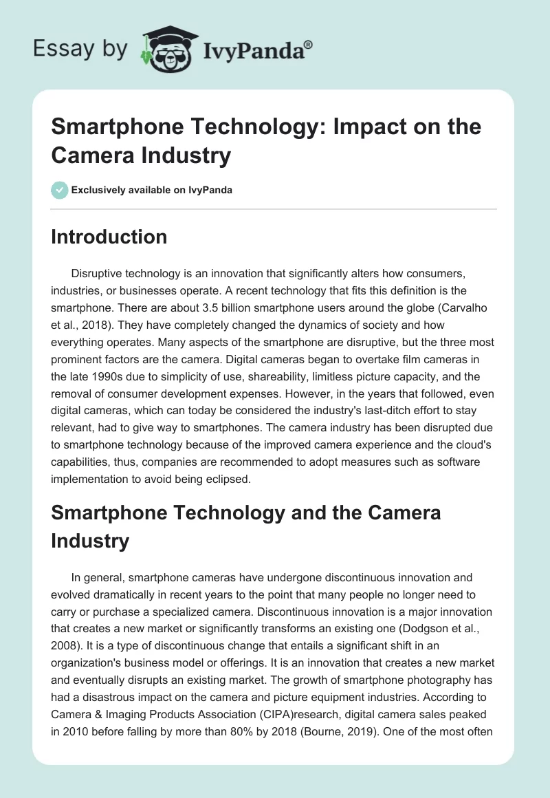 Smartphone Technology: Impact on the Camera Industry. Page 1