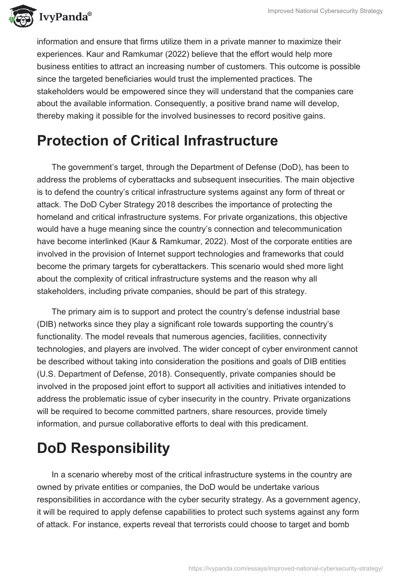 Improved National Cybersecurity Strategy. Page 2