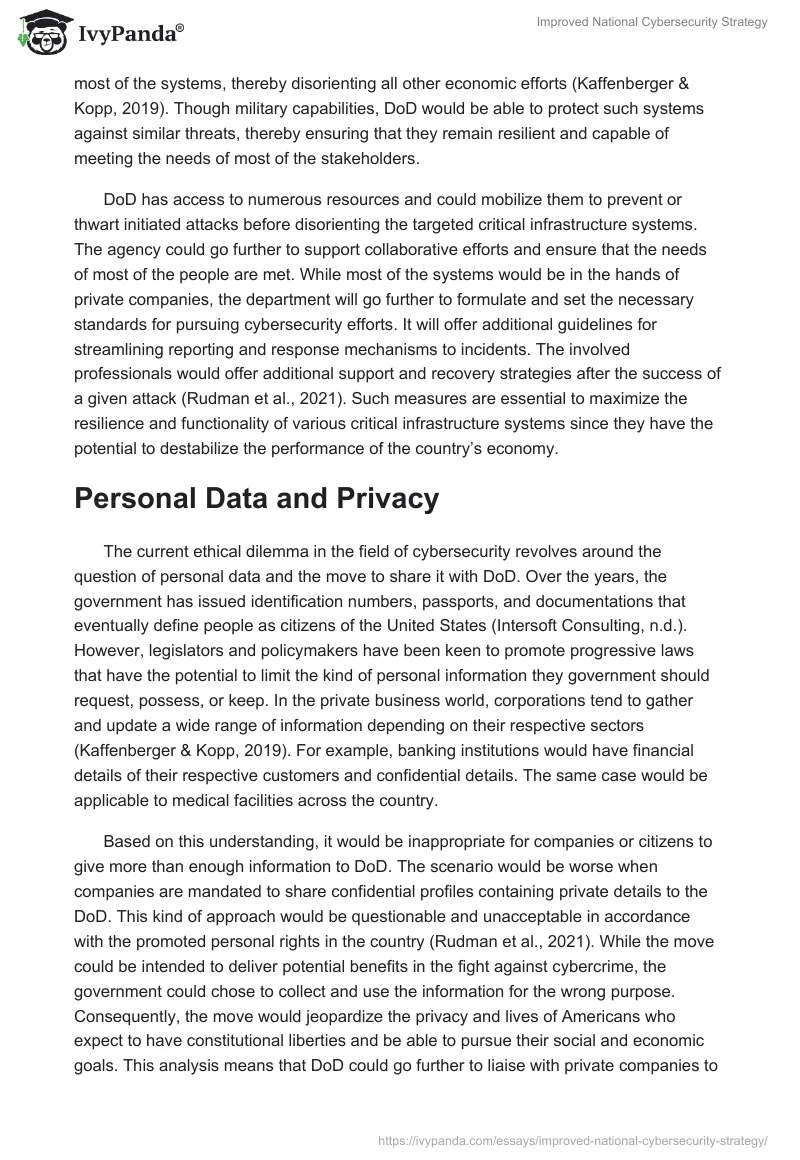 Improved National Cybersecurity Strategy. Page 3